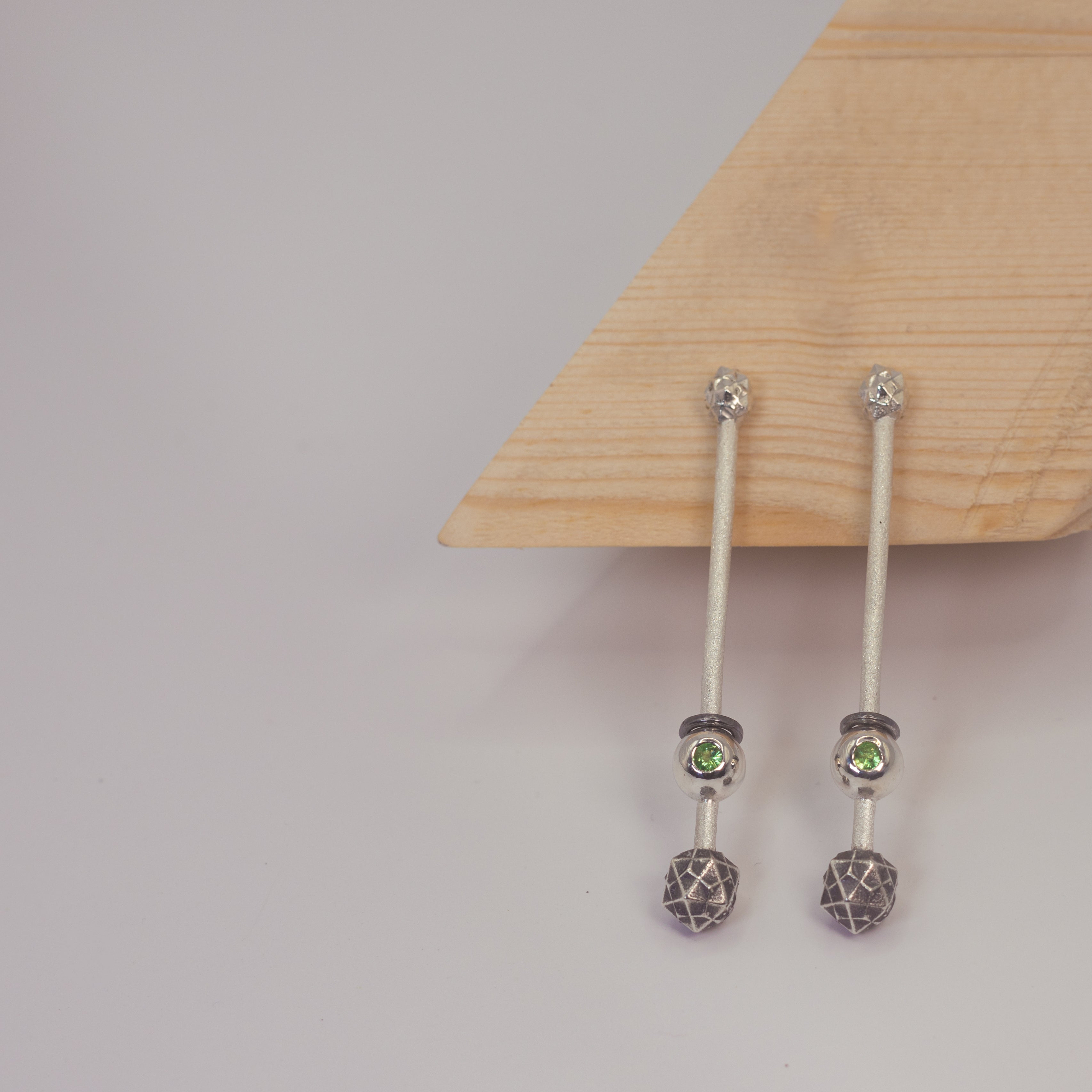Astra Alignment Earrings - Sterling Silver and Tsavorite Garnet (Back in Stock Soon)