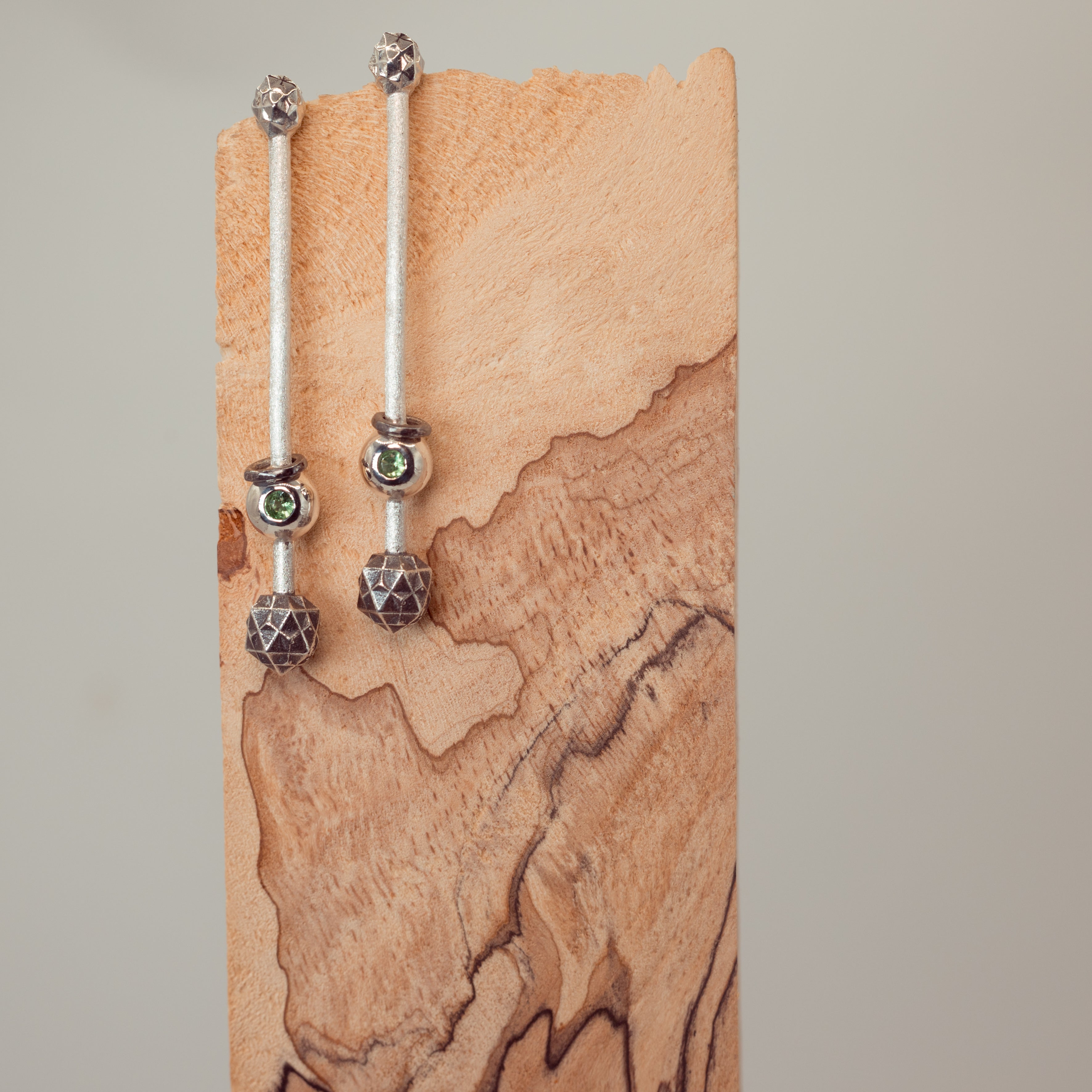 Astra Alignment Earrings - Sterling Silver and Tsavorite Garnet (Back in Stock Soon)