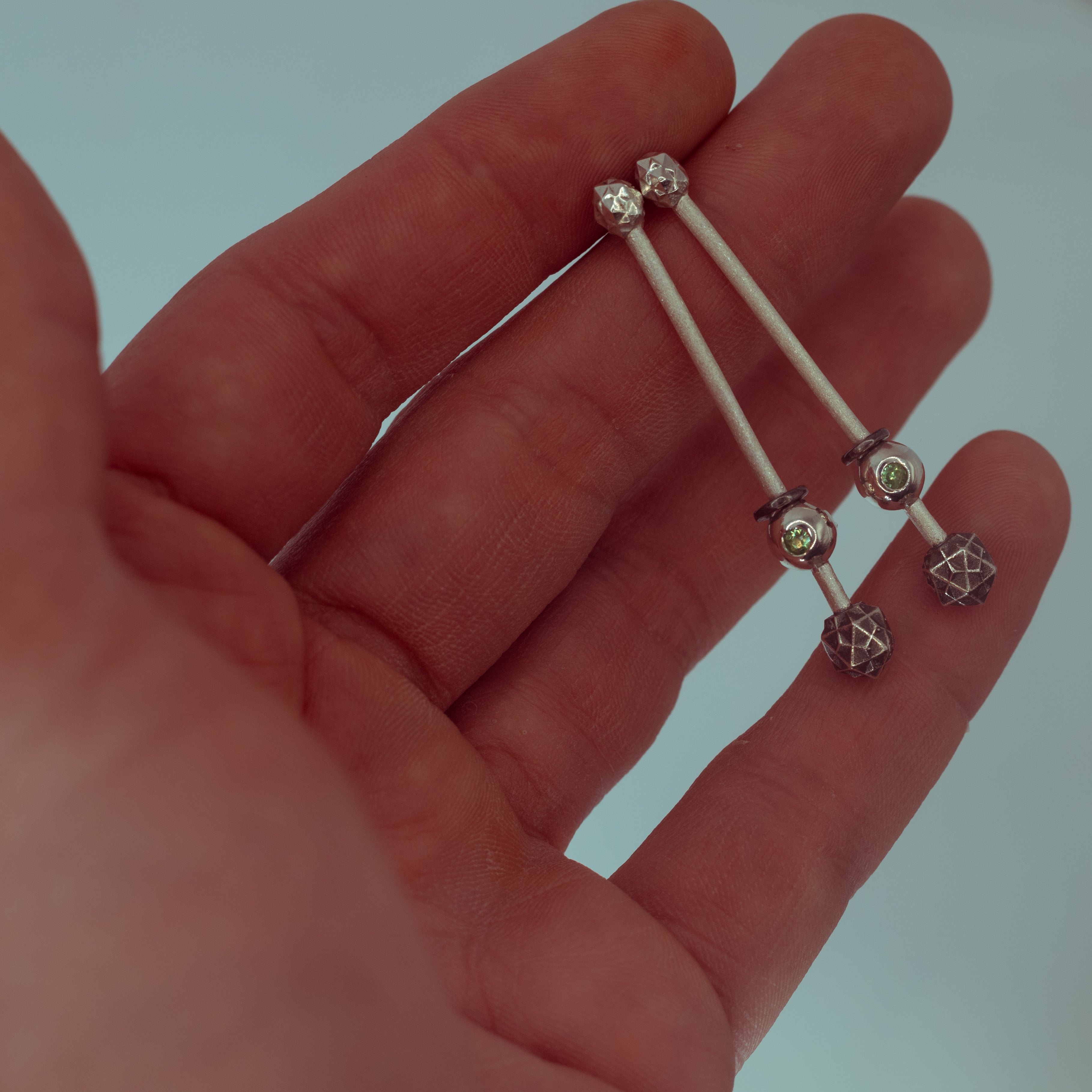 Astra Alignment Earrings - Sterling Silver and Tsavorite Garnet (Back in Stock Soon)