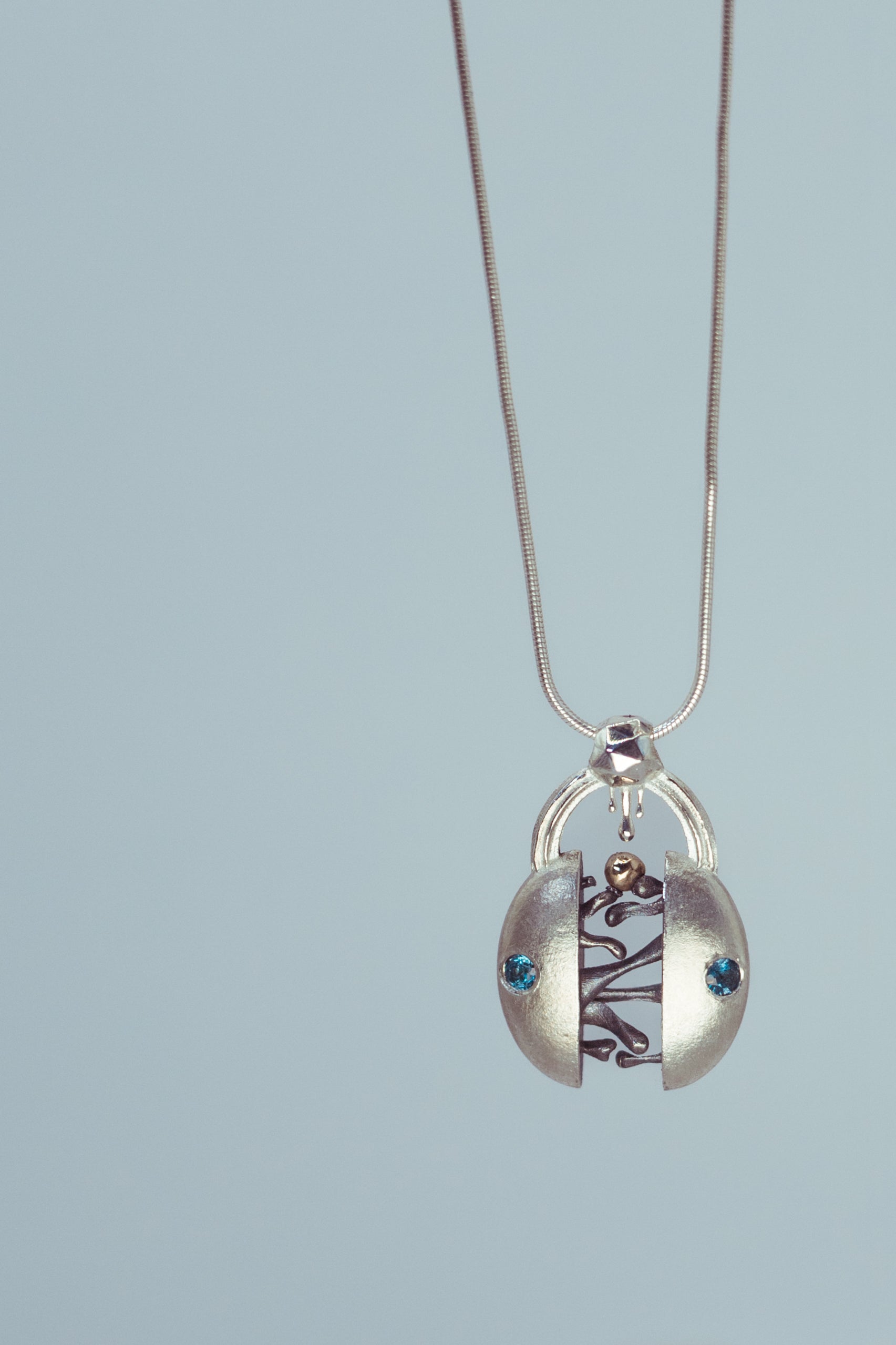 Eternal Unity Necklace — Sterling Silver, 9ct Gold & Blue Topaz