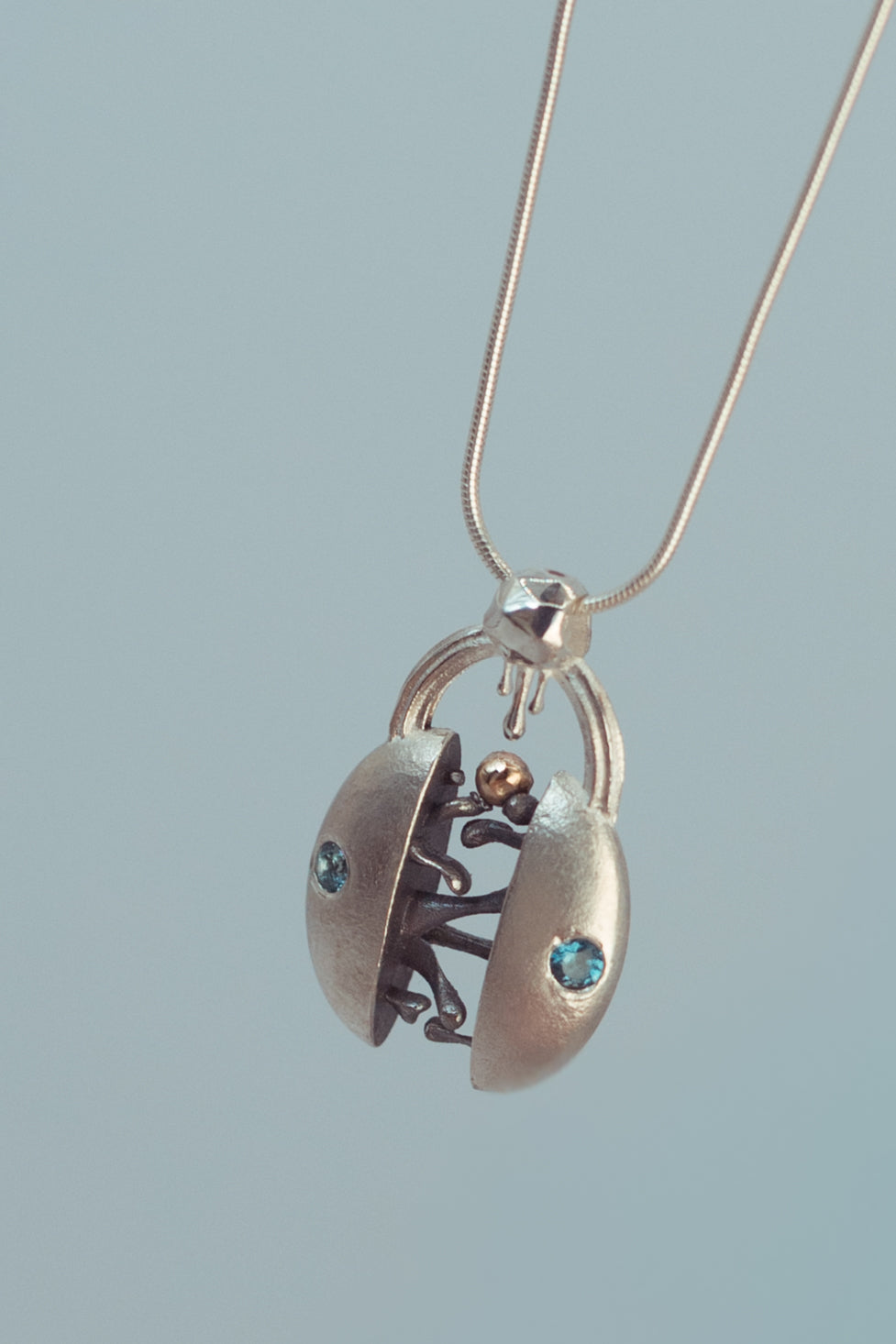 Eternal Unity Necklace — Sterling Silver, 9ct Gold & Blue Topaz