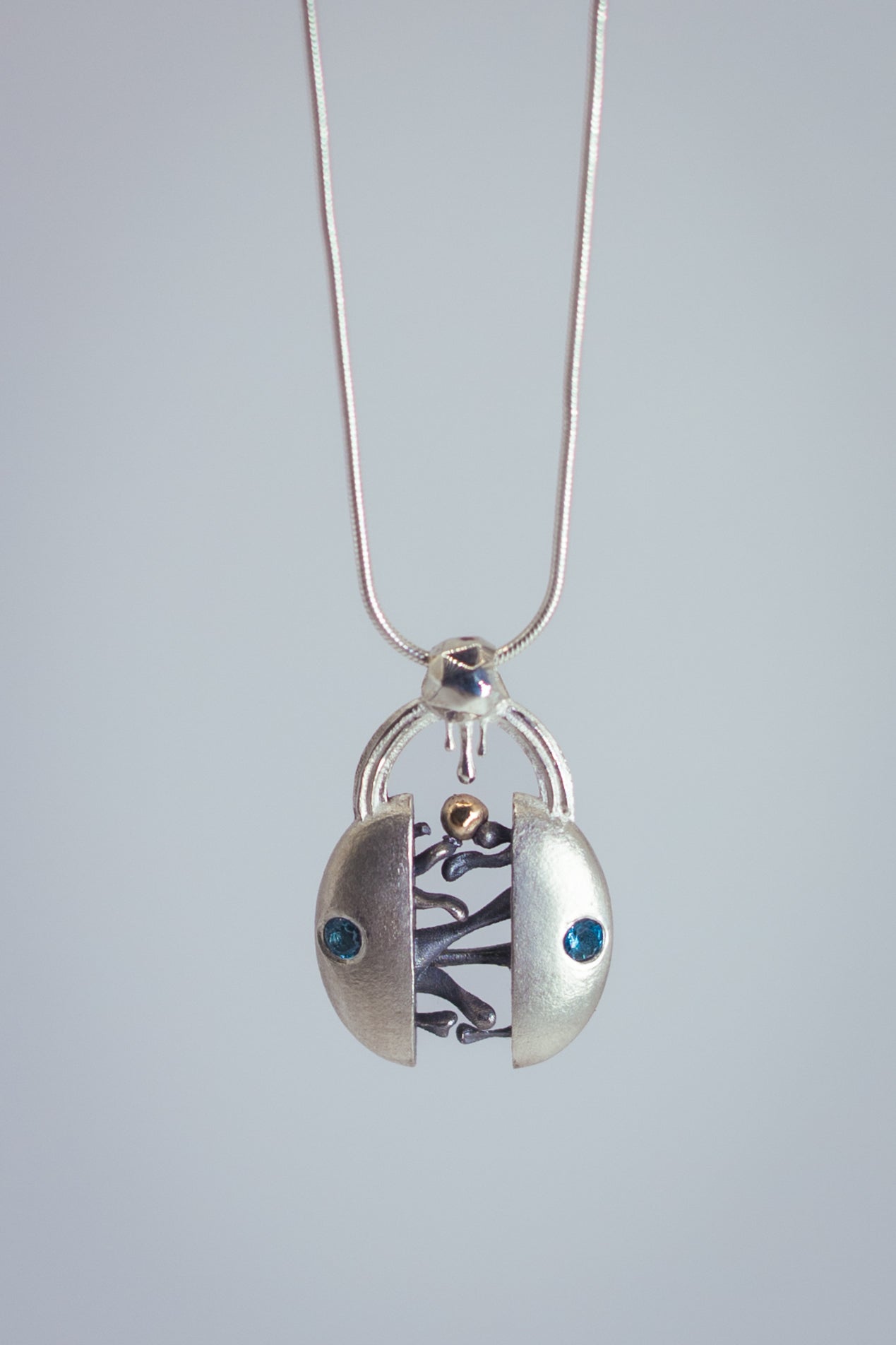 Eternal Unity Necklace — Sterling Silver, 9ct Gold & Blue Topaz