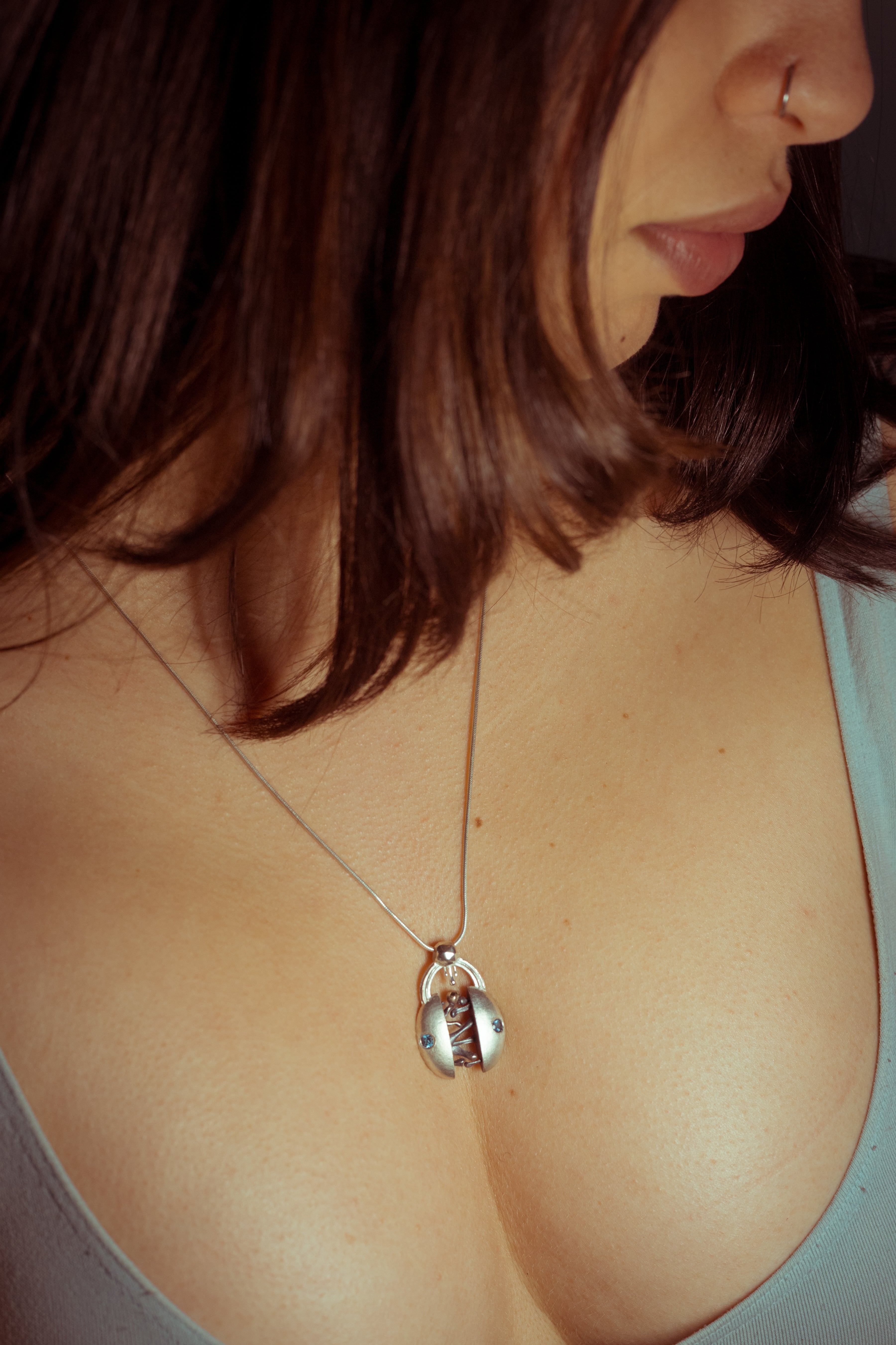 Eternal Unity Necklace — Sterling Silver, 9ct Gold & Blue Topaz