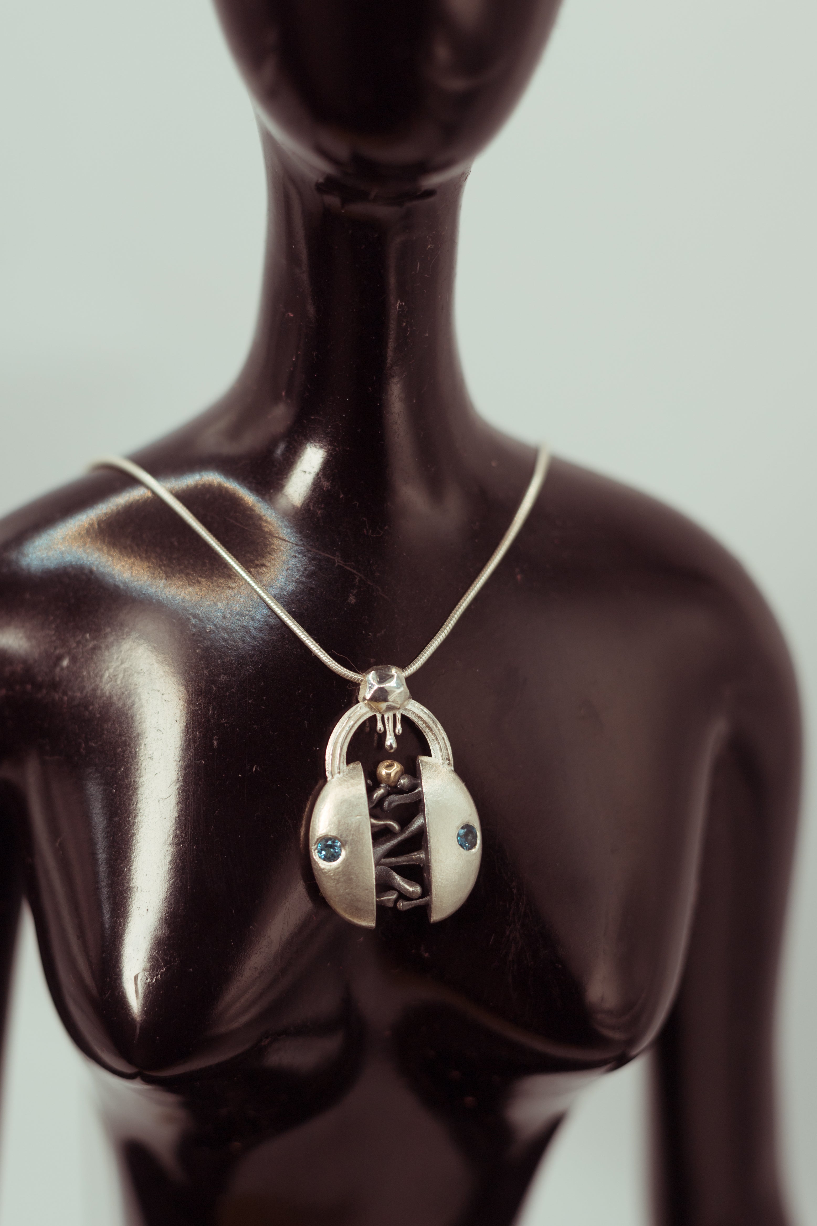 Eternal Unity Necklace — Sterling Silver, 9ct Gold & Blue Topaz