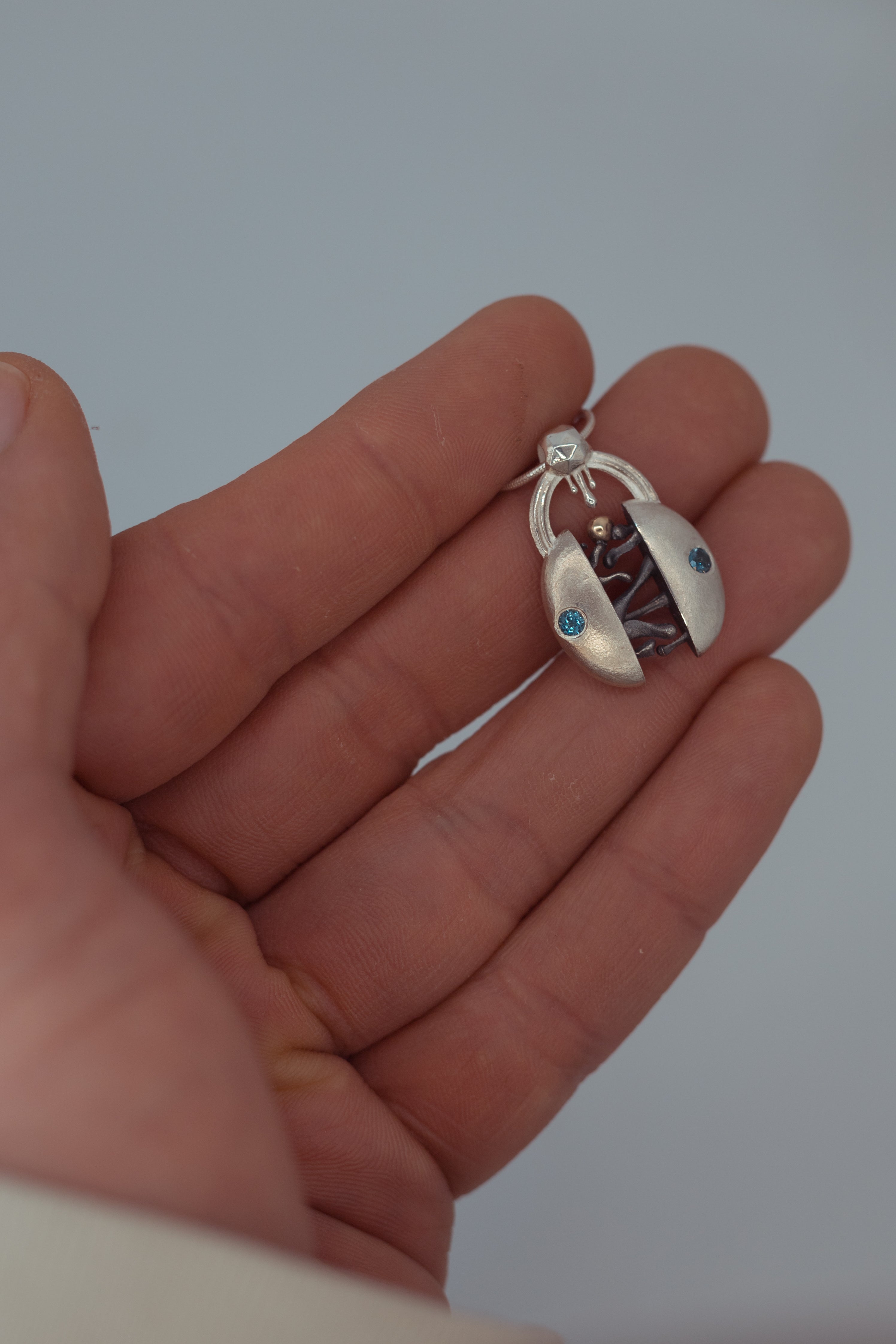 Eternal Unity Necklace — Sterling Silver, 9ct Gold & Blue Topaz