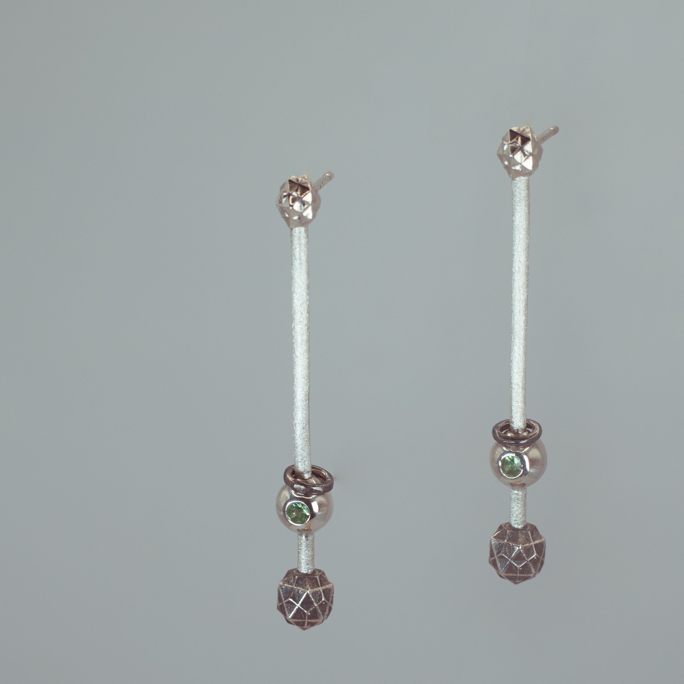 Astra Alignment Earrings - Sterling Silver and Tsavorite Garnet