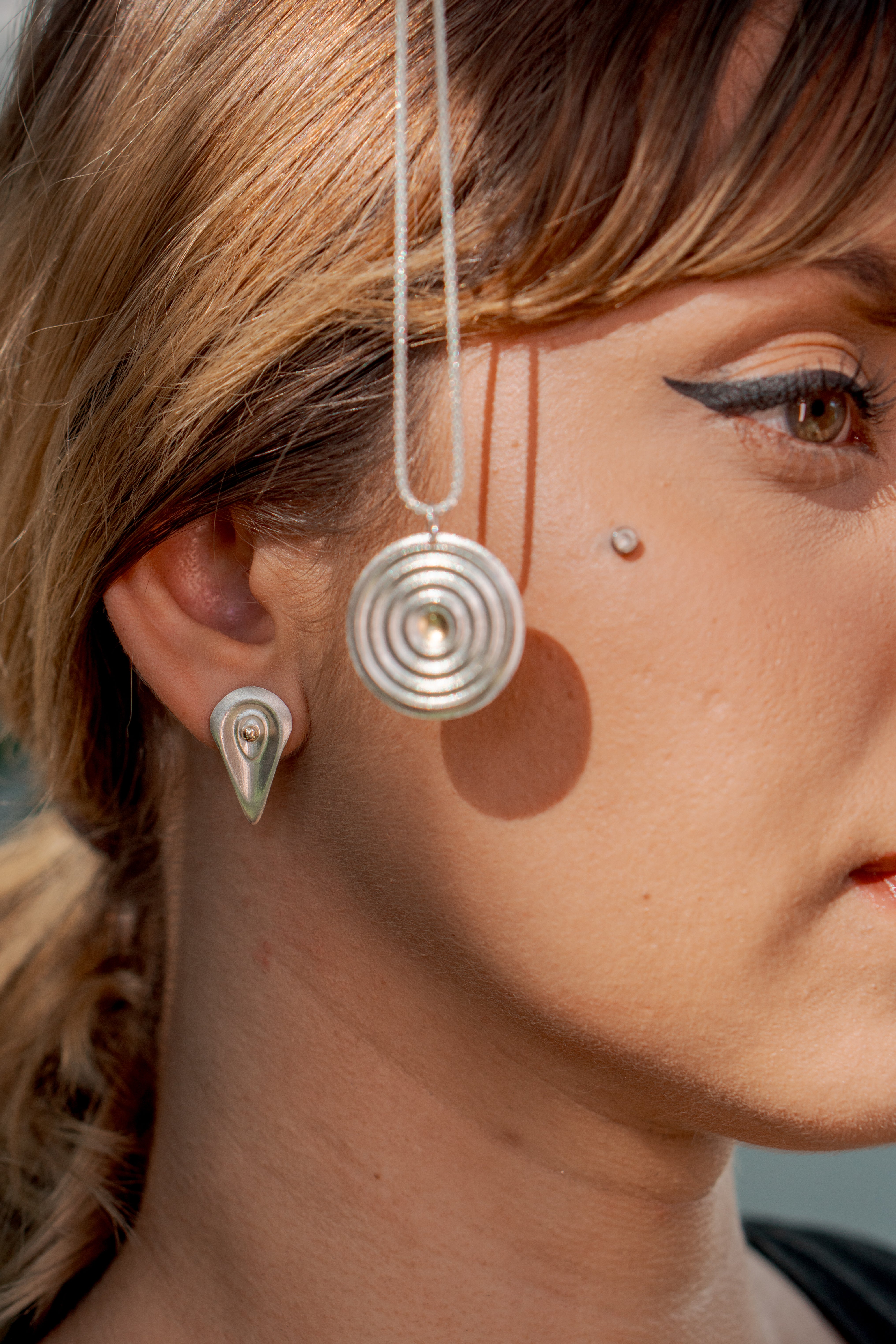 Sun's Pull Earrings - 9ct Gold and Sterling Silver